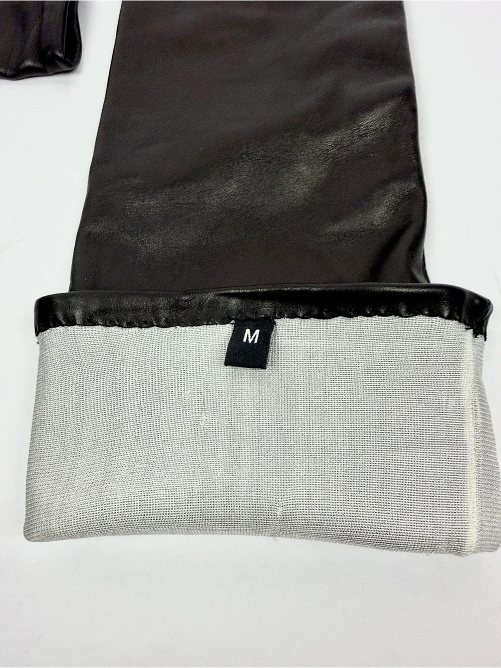 Hilts Willard Long Leather Fingerless Gloves Above Elbow Silk Lined M Black